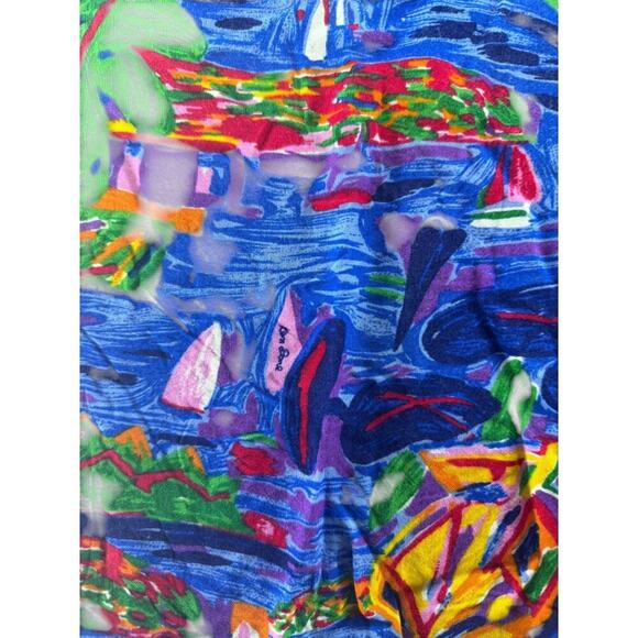 Vintage Ken Done Womens Art to Wear Hawaiian Vacation Ocean Boats Womens Large - Picture 2 of 5